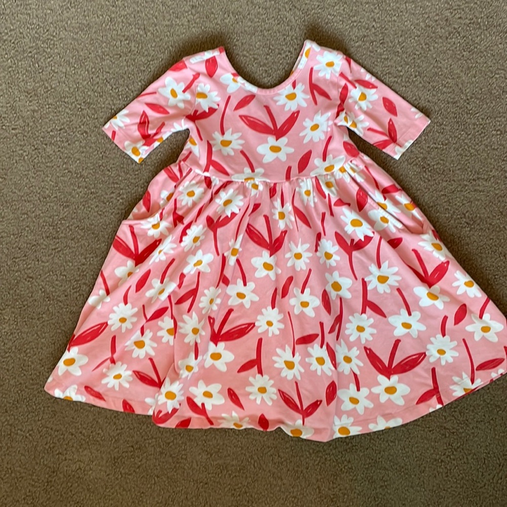Hanna Anderson pink floral Skater dress size 5